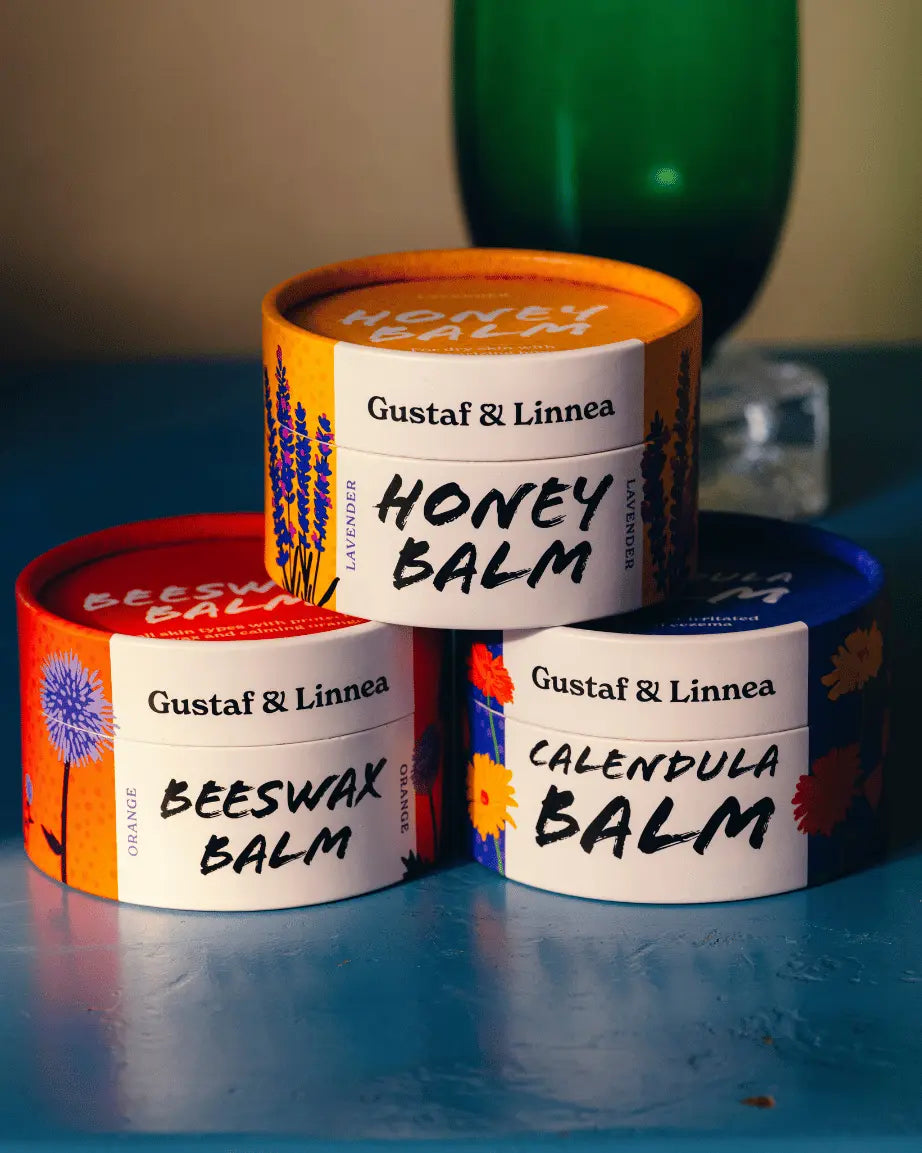 Kollektion av hudvård från Gustaf & Linnea