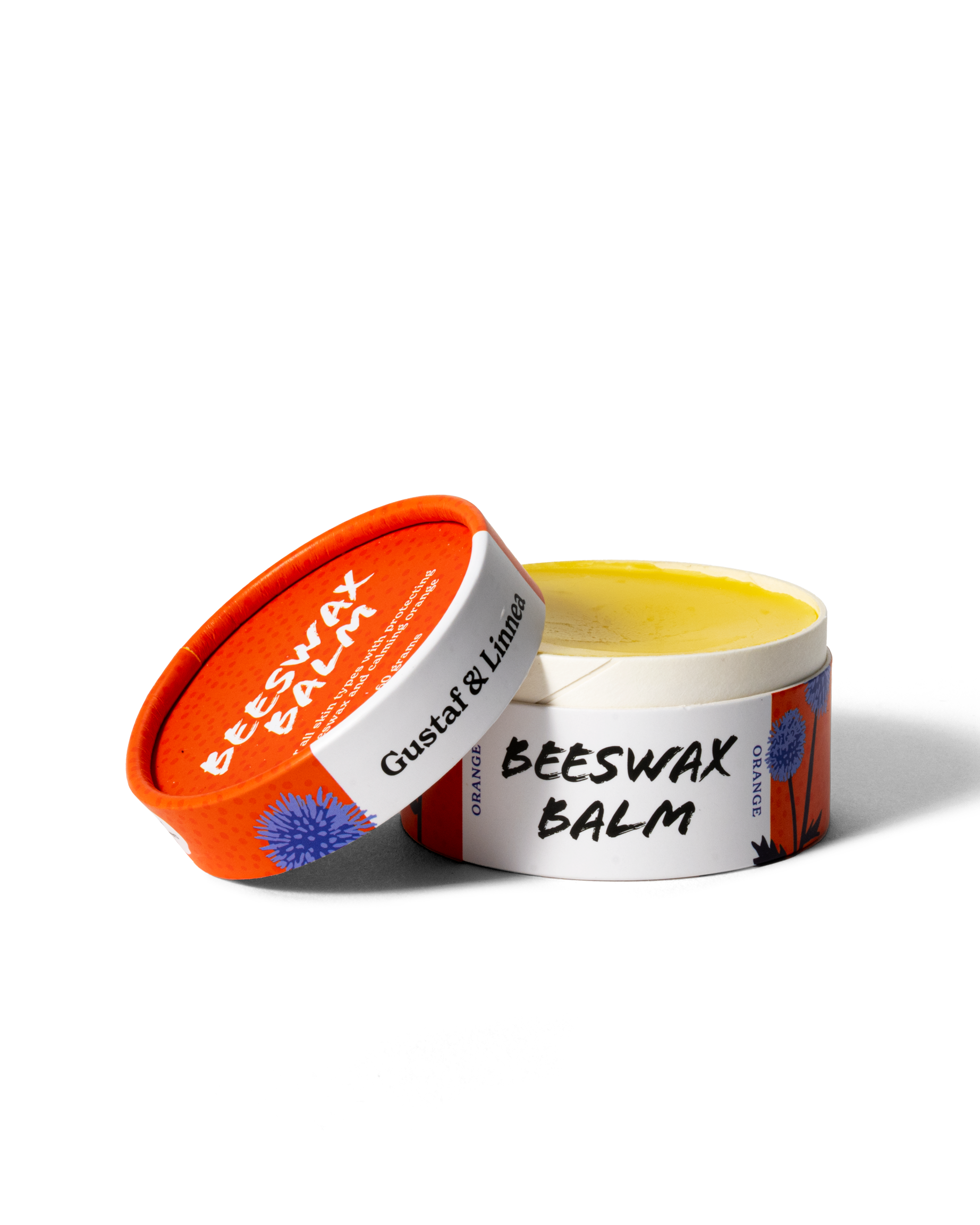 Bivaxsalva apelsin med avtaget lock, handgjord på Gotland.