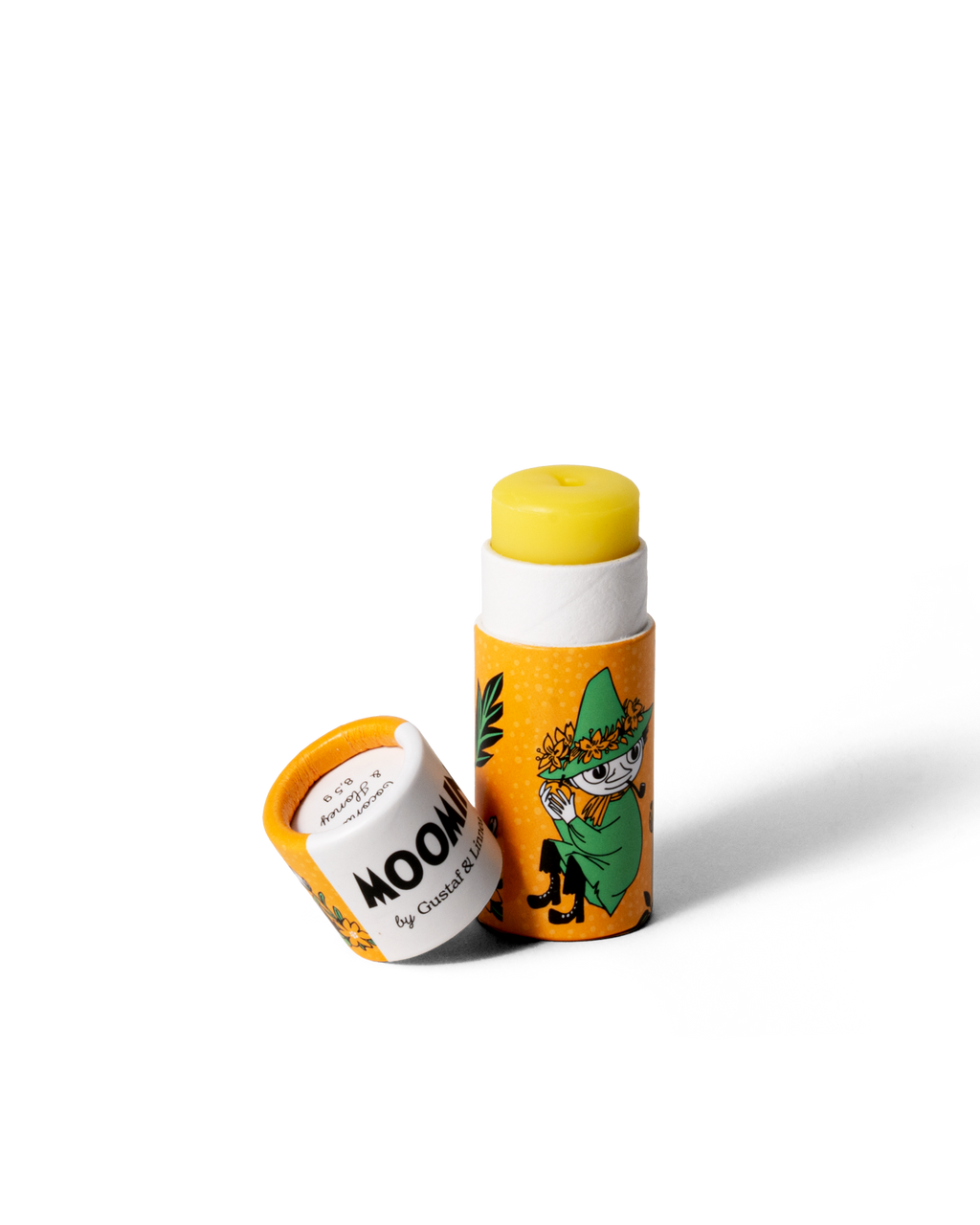 Muminläppcerat med Snusmumriken, öppen förpackning med synligt cerat