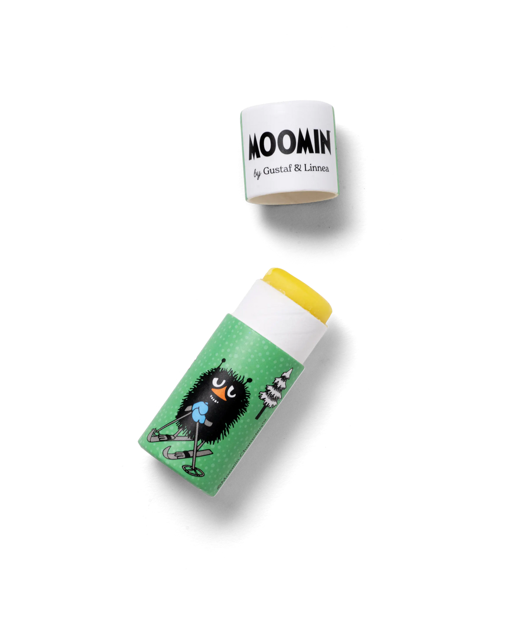 Stinky från Mumindalen på grönt läppcerat i pappershylsa